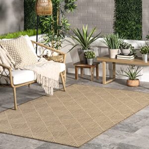 nuloom freda casual geometric indoor/outdoor area rug, 8′ x 10′, beige