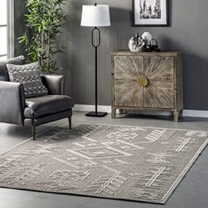 nuloom theresa textured southwestern area rug, 8′ 10″ x 12′, grey
