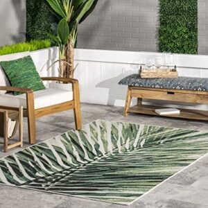 nuloom kalene double palm indoor/outdoor area rug, 4′ x 6′, green