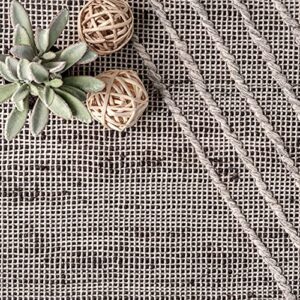 nuLOOM Mikaela Hand Woven Jute Cotton and Wool Geometric Flatweave Area Rug, 8' x 10', Grey