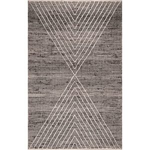 nuLOOM Mikaela Hand Woven Jute Cotton and Wool Geometric Flatweave Area Rug, 8' x 10', Grey