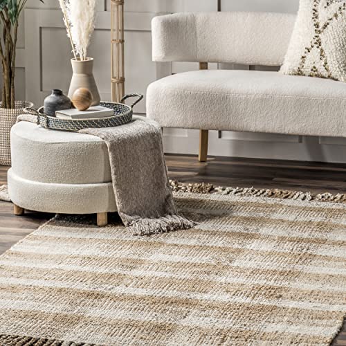 nuLOOM Tiegan Plaid Jute Tassel Area Rug, 8' x 10', Natural