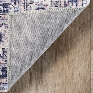 nuLOOM Indy Vintage Stain-Resistant Machine Washable Area Rug, 8' x 10', Grey