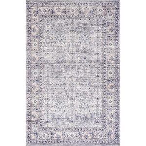 nuLOOM Indy Vintage Stain-Resistant Machine Washable Area Rug, 8' x 10', Grey