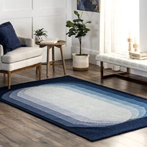 nuloom harlow wool abstract area rug, 5′ x 8′, blue