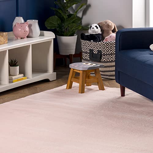 nuLOOM Faux Rabbit Soft Solid Shag Area Rug, 5' x 7' 6", Pink