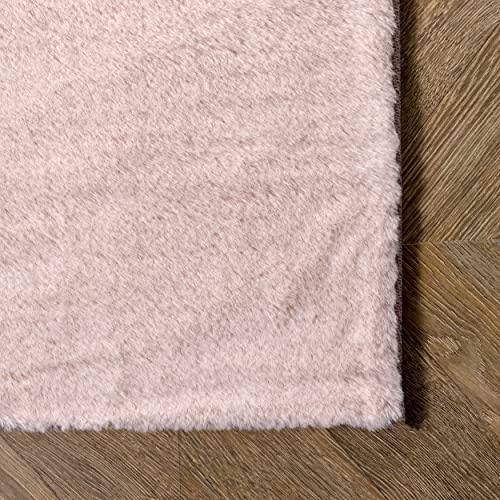 nuLOOM Faux Rabbit Soft Solid Shag Area Rug, 5' x 7' 6", Pink