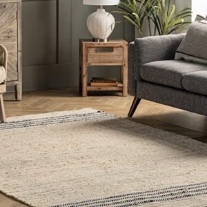 nuLOOM Jackie Hand Loomed Striped Jute and Cotton Area Rug, 10' x 14', Natural