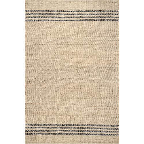 nuLOOM Jackie Hand Loomed Striped Jute and Cotton Area Rug, 10' x 14', Natural