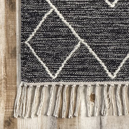 nuLOOM Cheryl Cotton Flatweave Diamond Trellis Tassel Area Rug, 6' x 9', Grey