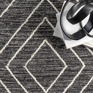 nuLOOM Cheryl Cotton Flatweave Diamond Trellis Tassel Area Rug, 6' x 9', Grey