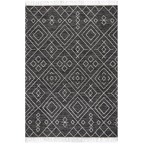 nuLOOM Cheryl Cotton Flatweave Diamond Trellis Tassel Area Rug, 6' x 9', Grey