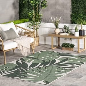 nuloom rasia tropical palm indoor/outdoor area rug, 5′ x 8′, green
