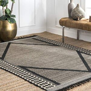 nuloom nicole modern diamond indoor/outdoor area rug, 4 ft x 6 ft, grey