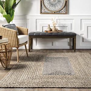 nuLOOM Braided Draya Jute Area Rug, 8' x 10', Grey