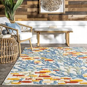 nuLOOM Lidia Nautical Coral Indoor/Outdoor Area Rug, 7' 6" x 9' 6", Blue