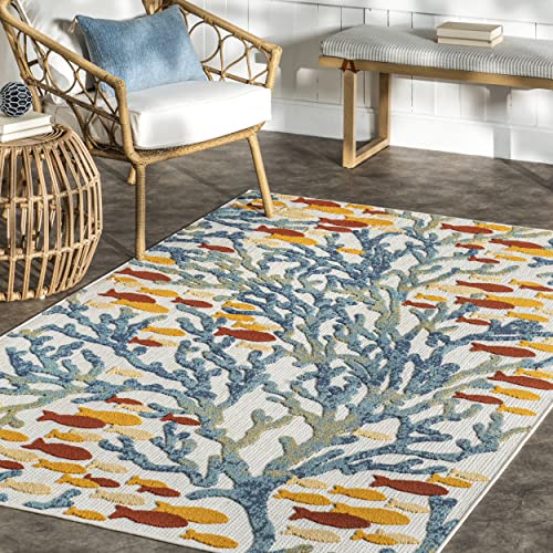 nuLOOM Lidia Nautical Coral Indoor/Outdoor Area Rug, 7' 6" x 9' 6", Blue