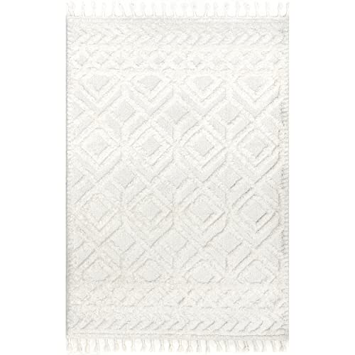 nuLOOM Akia Lattice High/Low Tassel Area Rug, 9' x 12', Beige