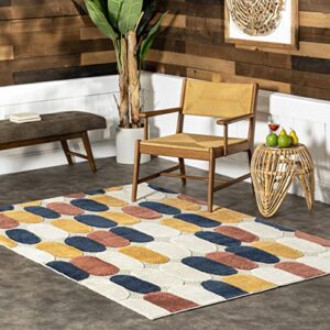 nuloom randi modern geometric indoor/outoodr area rug, 5′ 3″ x 7′ 7″, beige