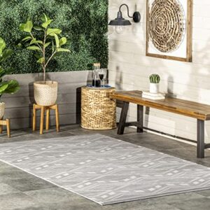 nuloom joni tribal machine washable indoor/outdoor area rug, 6′ x 9′, grey