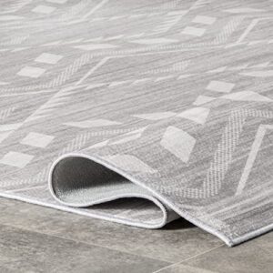 nuLOOM Joni Tribal Machine Washable Indoor/Outdoor Area Rug, 6' x 9', Grey