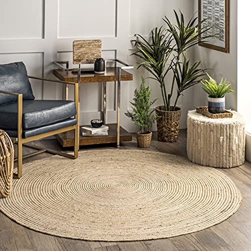 nuLOOM Alanis Handmade Farmhouse Jute Area Rug, 5' x 8' Oval, Natural