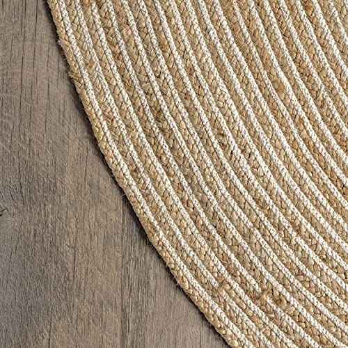 nuLOOM Alanis Handmade Farmhouse Jute Area Rug, 5' x 8' Oval, Natural