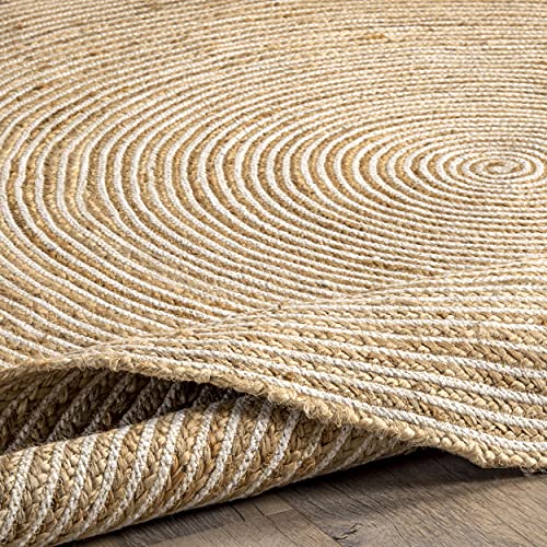 nuLOOM Alanis Handmade Farmhouse Jute Area Rug, 5' x 8' Oval, Natural