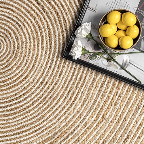 nuLOOM Alanis Handmade Farmhouse Jute Area Rug, 5' x 8' Oval, Natural