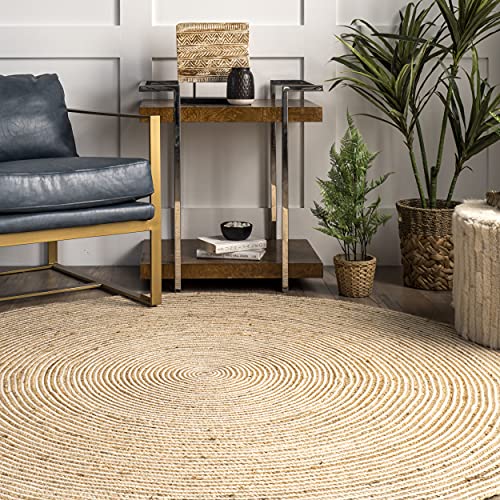 nuLOOM Alanis Handmade Farmhouse Jute Area Rug, 5' x 8' Oval, Natural