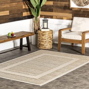 nuloom rickie solid striped indoor/outdoor area rug, 8′ x 10′, beige