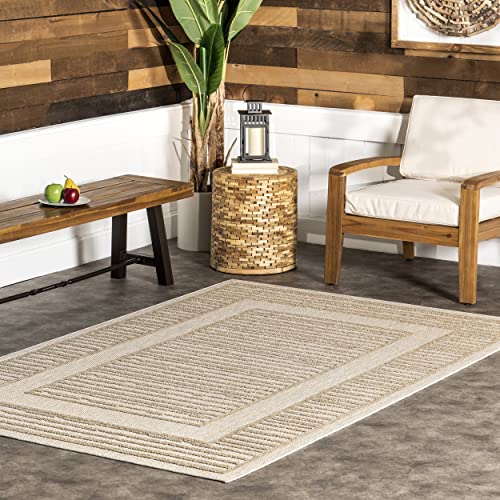 nuLOOM Rickie Solid Striped Indoor/Outdoor Area Rug, 8' x 10', Beige