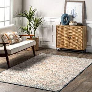 nuloom theresia vintage floral area rug, 5′ x 8′, beige