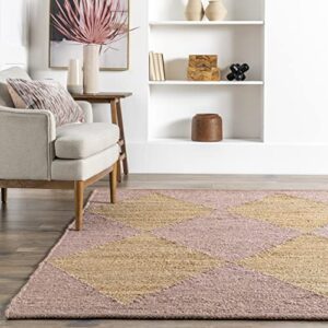 nuLOOM Pandora Diamond Jute Area Rug, 8' x 10', Pink