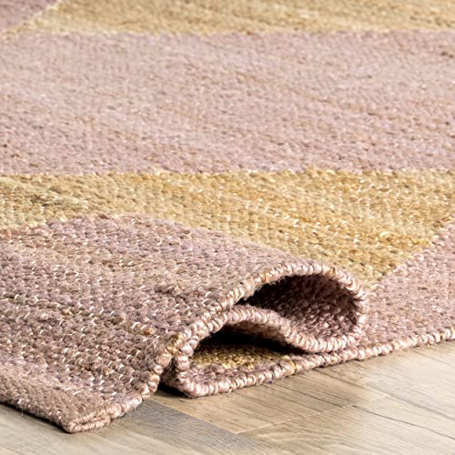 nuLOOM Pandora Diamond Jute Area Rug, 8' x 10', Pink