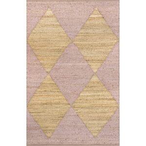 nuLOOM Pandora Diamond Jute Area Rug, 8' x 10', Pink