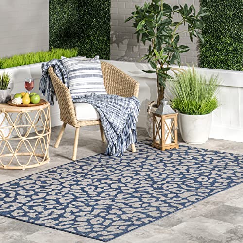 nuLOOM Terenia Leopard Indoor/Outdoor Area Rug, 8' x 10', Blue