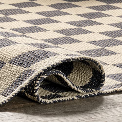 nuLOOM Connie Checkered Wool/Jute Tasseled Area Rug, 5' x 8', Grey