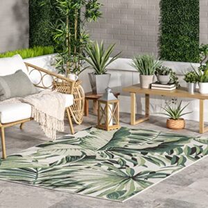 nuloom fela floral jungle indoor/outdoor area rug, 8′ x 10′, green