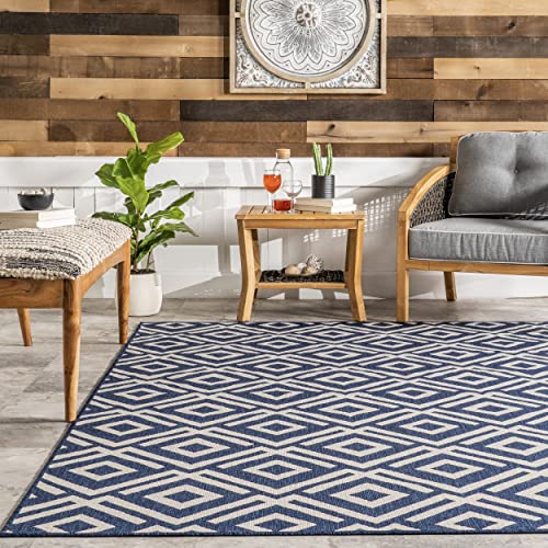 nuLOOM Jayne Geometric Diamond Indoor/Outdoor Area Rug, 8' x 10', Navy