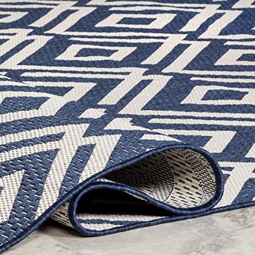 nuLOOM Jayne Geometric Diamond Indoor/Outdoor Area Rug, 8' x 10', Navy