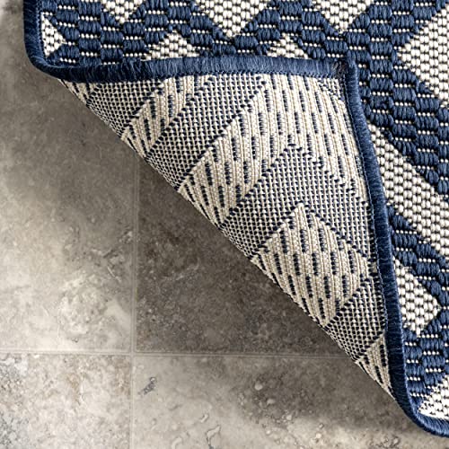 nuLOOM Jayne Geometric Diamond Indoor/Outdoor Area Rug, 8' x 10', Navy