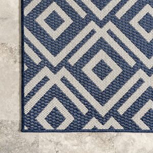 nuLOOM Jayne Geometric Diamond Indoor/Outdoor Area Rug, 8' x 10', Navy