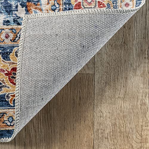 nuLOOM EMI Traditional Stain-Resistant Machine Washable Area Rug, 9' x 12', Blue Multi