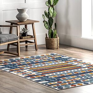 nuloom melissa abstract bohemian indoor/outdoor area rug, 8′ 10″ x 12′, blue