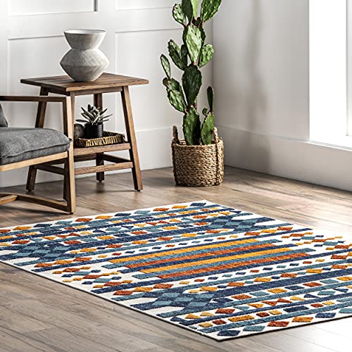 nuLOOM Melissa Abstract Bohemian Indoor/Outdoor Area Rug, 8' 10" x 12', Blue