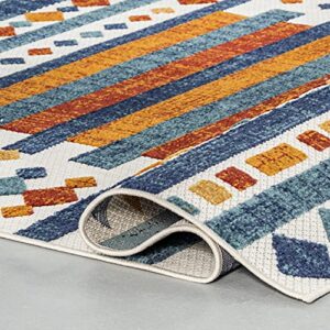 nuLOOM Melissa Abstract Bohemian Indoor/Outdoor Area Rug, 8' 10" x 12', Blue