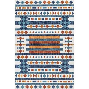 nuLOOM Melissa Abstract Bohemian Indoor/Outdoor Area Rug, 8' 10" x 12', Blue