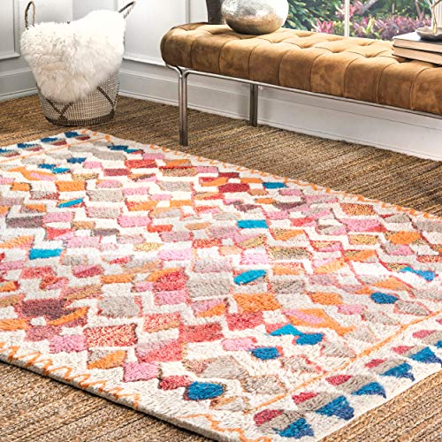 nuLOOM Helaine Hand Tufted Moroccan Shag Area Rug, 10' x 14', Multi