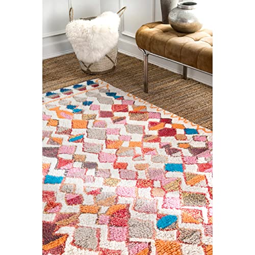 nuLOOM Helaine Hand Tufted Moroccan Shag Area Rug, 10' x 14', Multi